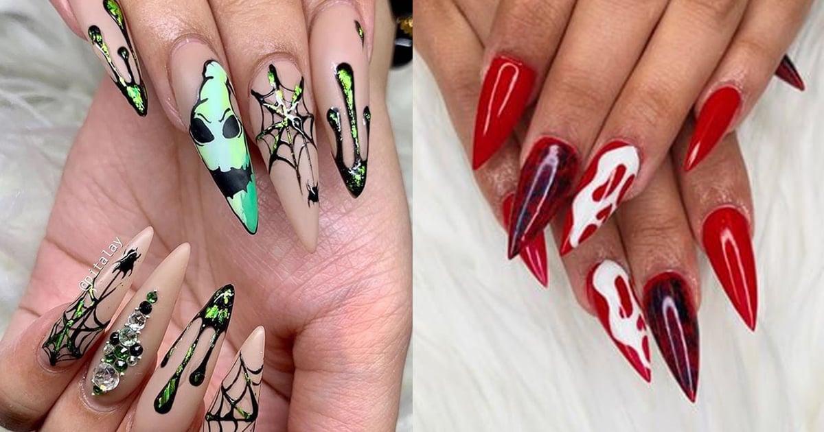 1. Spooky Spider Web Stiletto Nails - wide 8