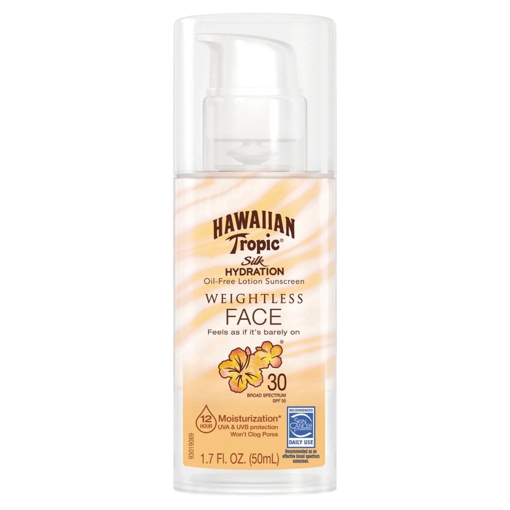hawaiian tropic weightless face sunscreen review