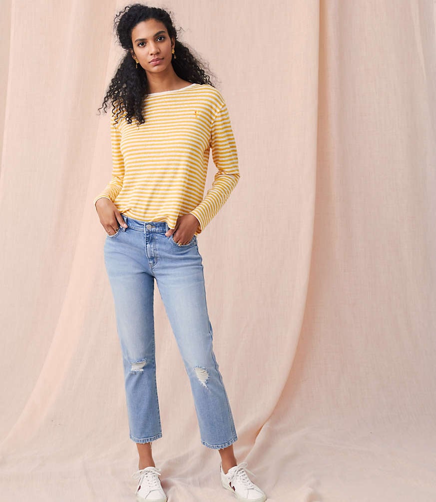 Lou & Grey Destructed Straight Crop Jeans