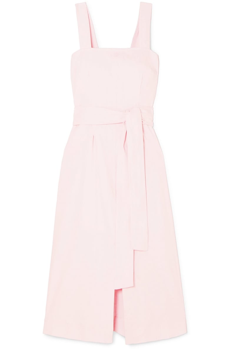 Vince Belted Linen-Blend Midi Dress