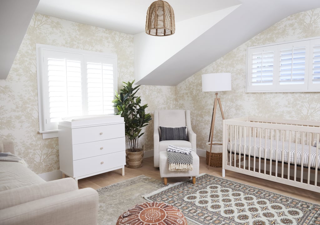 "There were five things that were huge priorities to me," Whitney said. "A crib, a dresser that acted as a changing table, a soft rug, a glider, and a day bed." For other nonpriority accents, like the adorable $100 lighting pendant or $88 floor lamp, she went the affordable route.