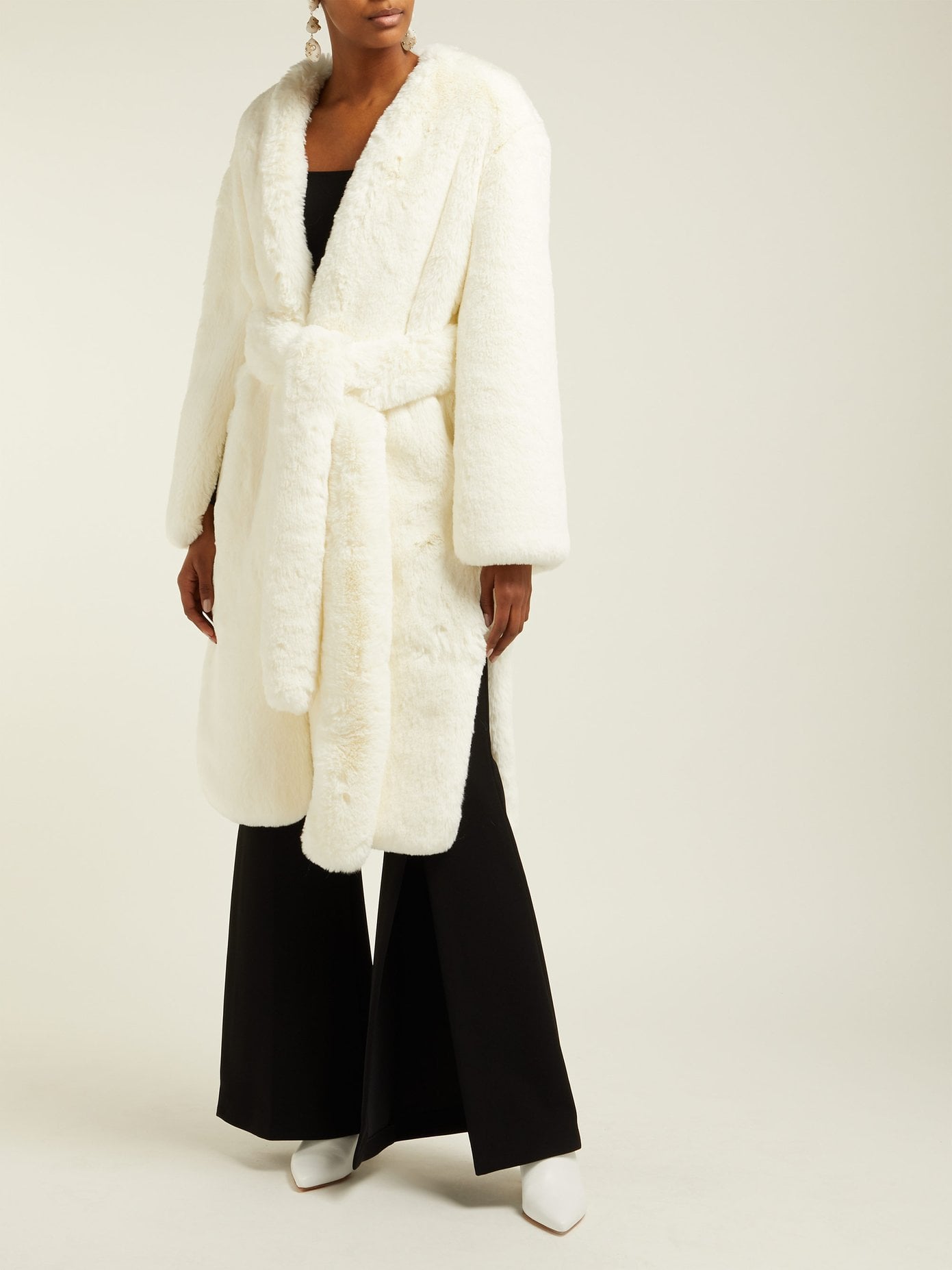 Rihanna's White Céline Fur Coat February 2019