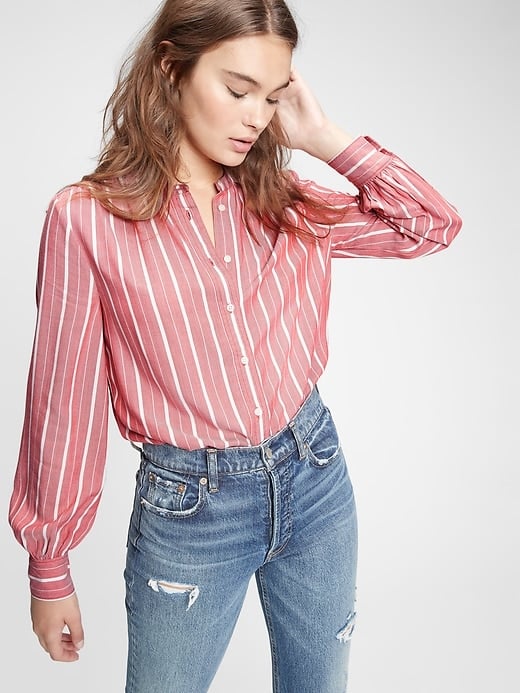 Gap Shirred Button-Front Top