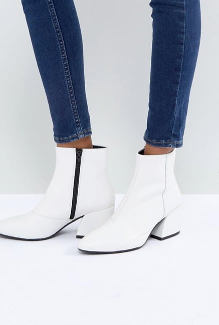 white leather ankle boots