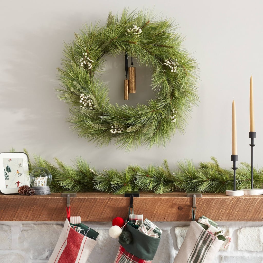 Faux Needle Pine Plant Wreath With White Berries