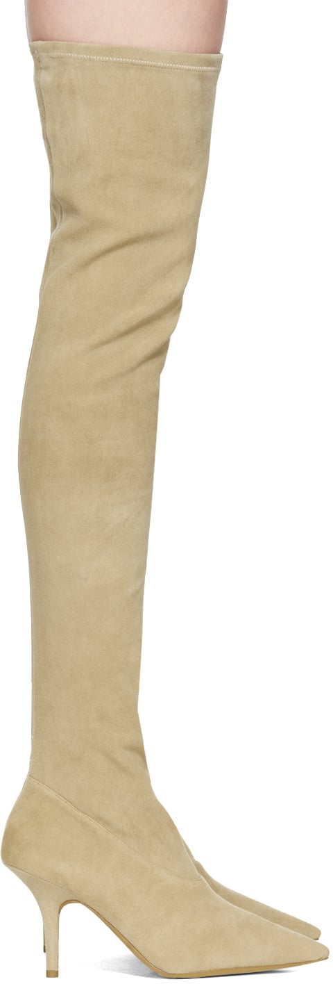 Yeezy Taupe Suede Thigh High Boots