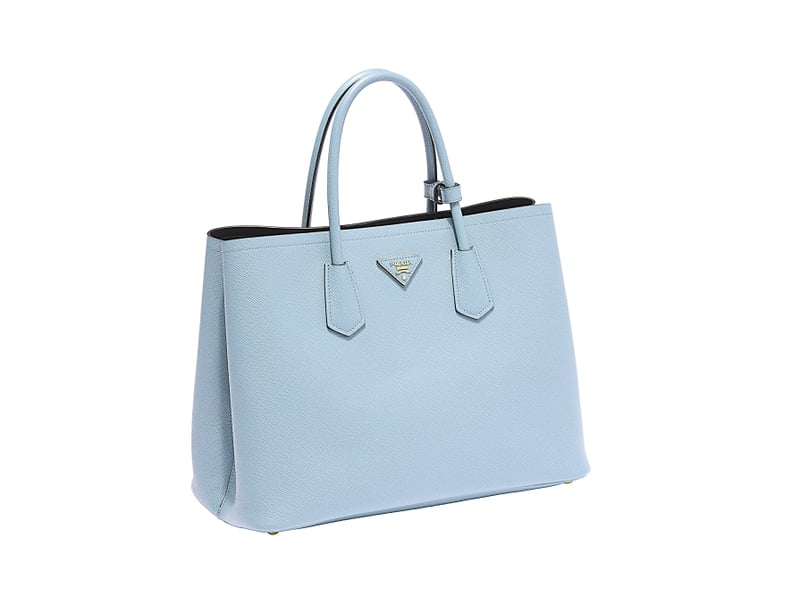 Prada - Double Bag Large Saffiano Cuir Bluette/Fuoco