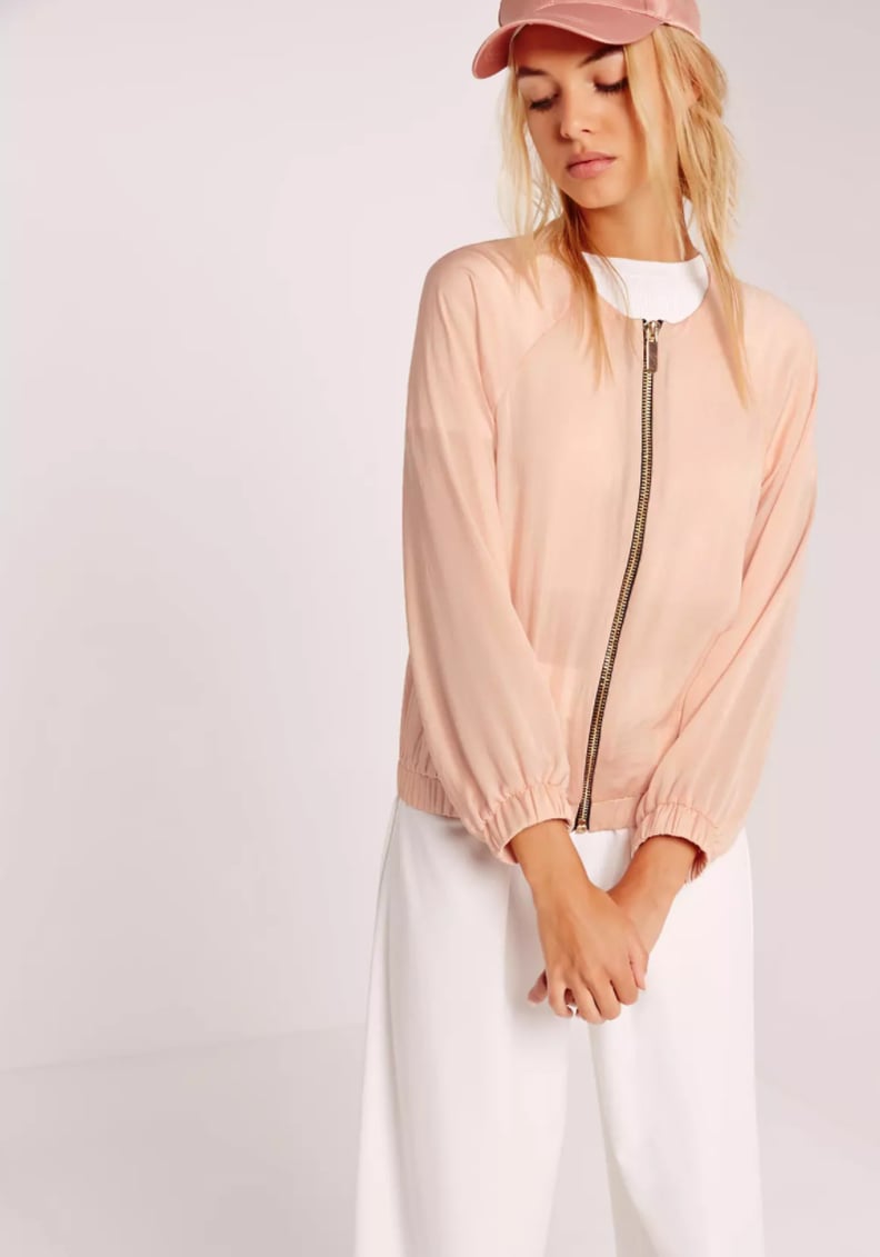 Missguided Satin Zip Through Bomber Jacket