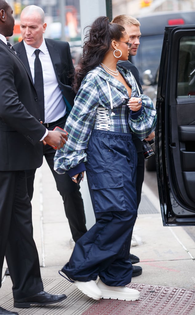 Rihanna Wearing Blue Fenty Puma Track Pants