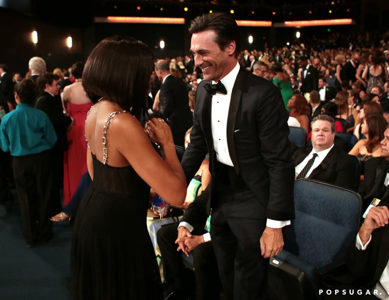 She also made sure to greet Jon Hamm, who would go on to win his first-ever Emmy Award.