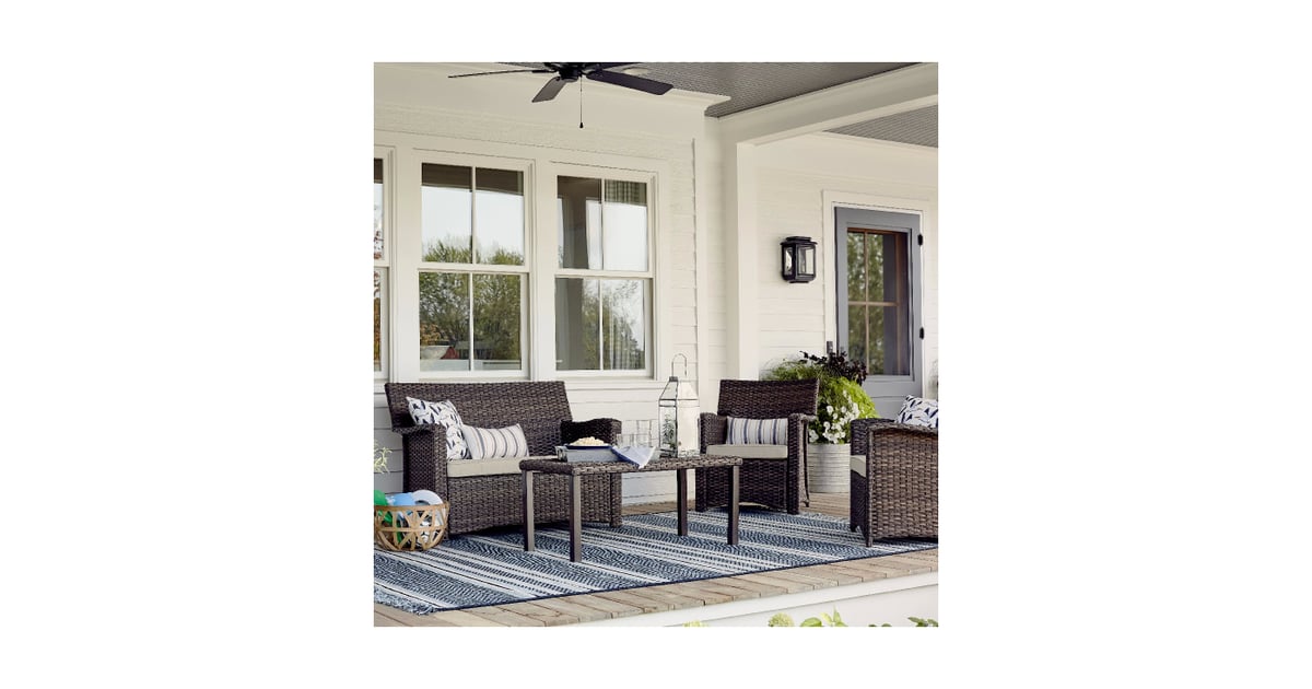 Halsted 4Piece AllWeather Wicker Patio Conversation Set Best