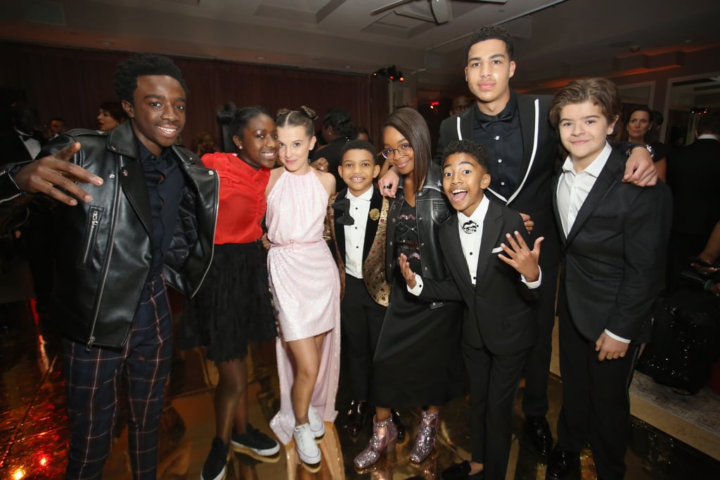 Pictured: Caleb McLaughlin, Crystal McLaughlin, Millie Bobby Brown, Lonnie Chavis, Marsai Martin, Miles Brown, Marcus Scribner, and Gaten Matarazzo