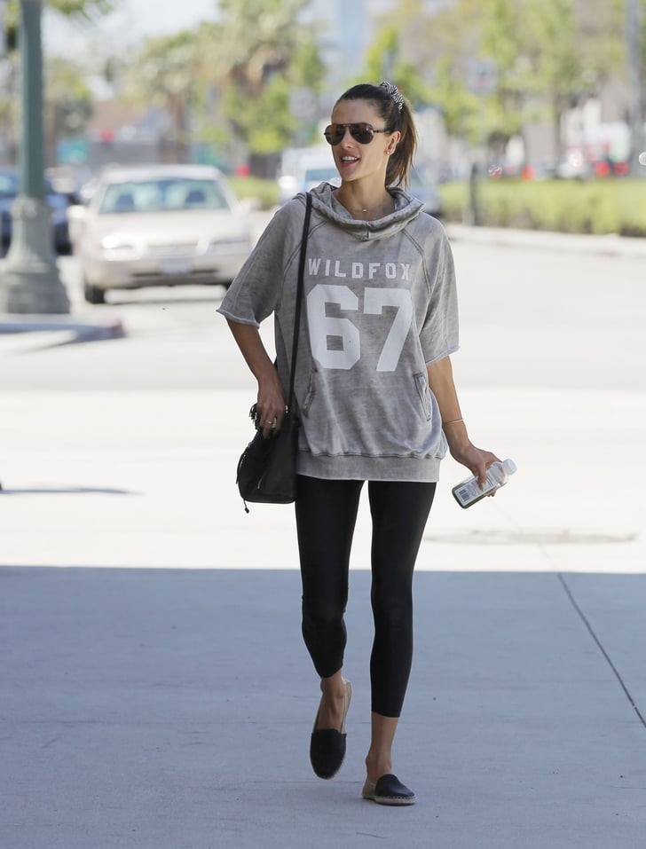 A Short-Sleeved Sweatshirt | Alessandra Ambrosio's Best Workout Outfits ...