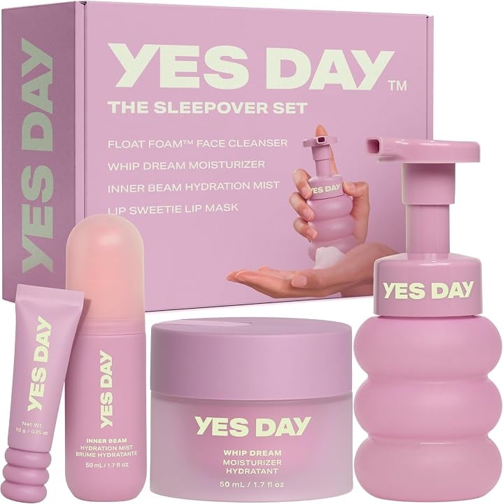 Yes Day The Sleepover Set ($50, originally $72)
Tween skin care has taken the beauty industry by storm and this adorable set from Yes Day is the perfect introduction to the category. Complete with a cleanser, moisturizer, hydrating mist, and lip mask, it curates a safe yet fun routine for young skin.