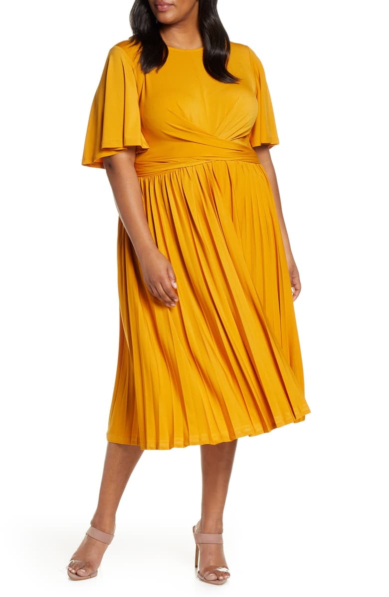 Eloquii Wrap Waist Jersey Midi Dress