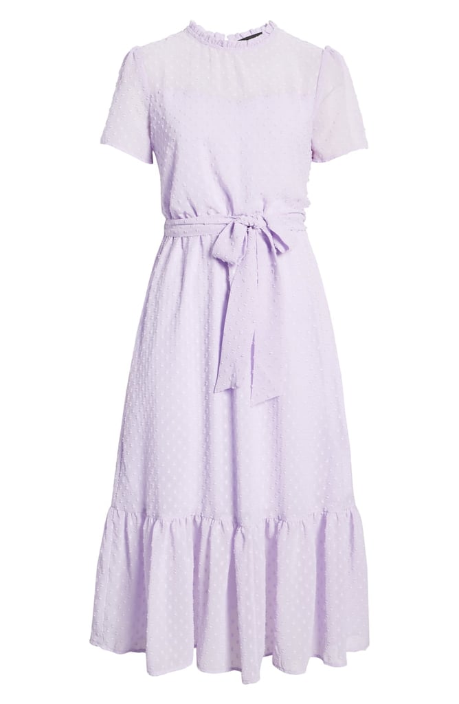 Gibson Belted Swiss Dot Midi Dress