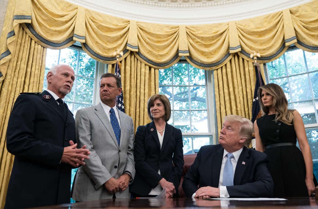 Melania Trump in Black Button Dress