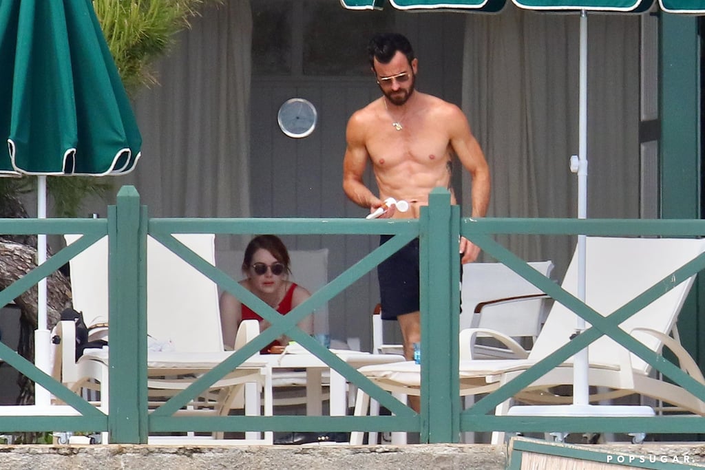 Emma Stone and Justin Theroux Beach Pictures May 2018