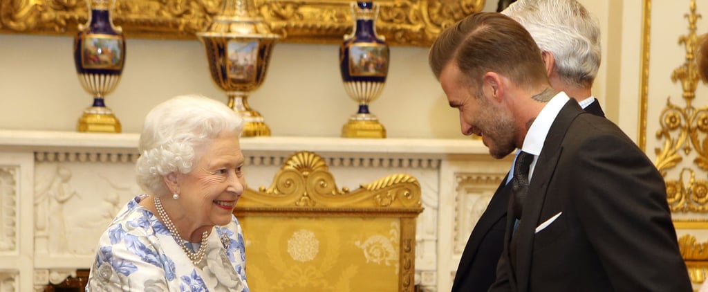Queen Elizabeth and David Beckham in London June 2016