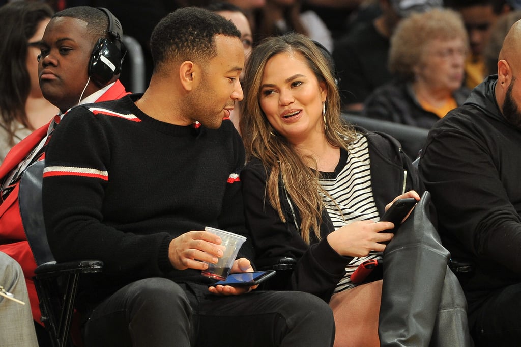 Chrissy Teigen and John Legend at LA Lakers Game Nov. 2017
