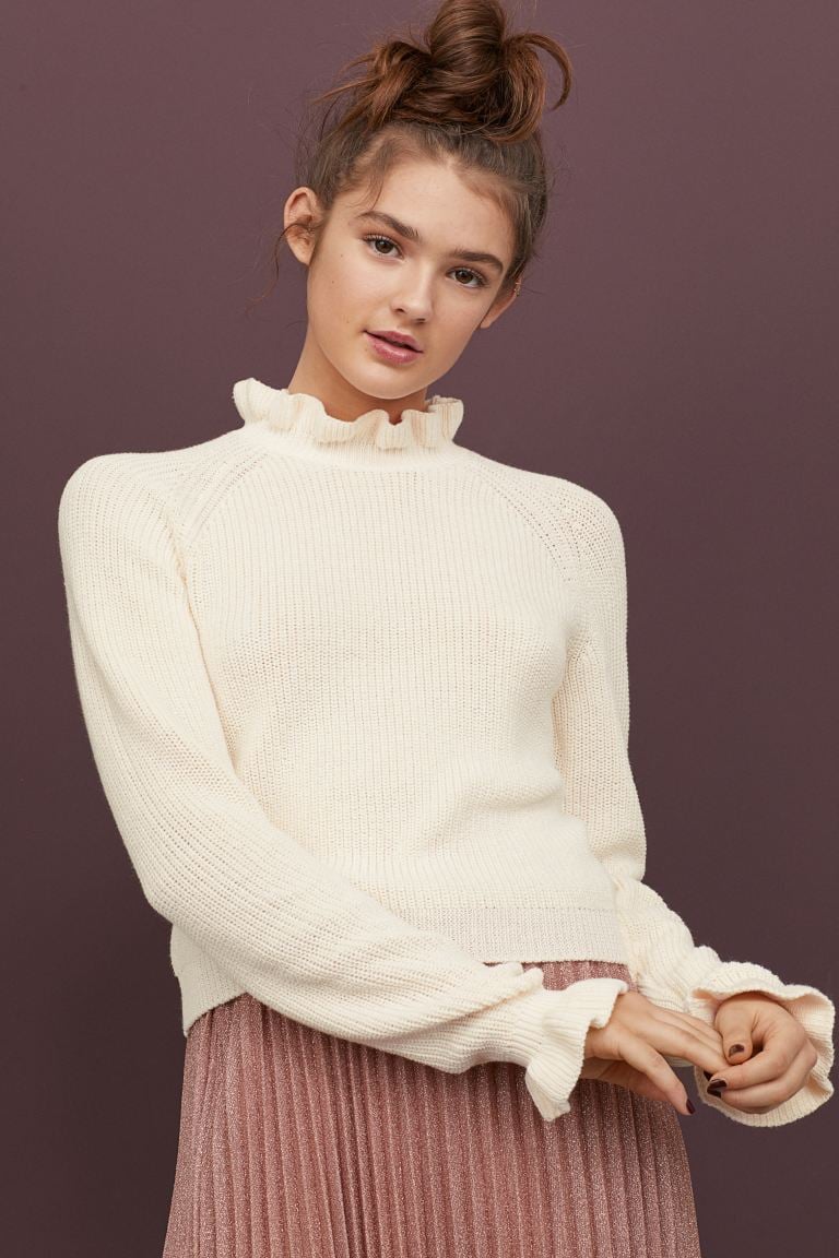 Ruffled Ribbed Sweater