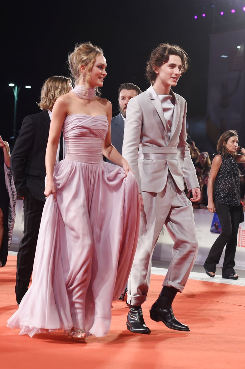 VENICE, ITALY - SEPTEMBER 02: Lily-Rose Depp and Timothee Chalamet attend