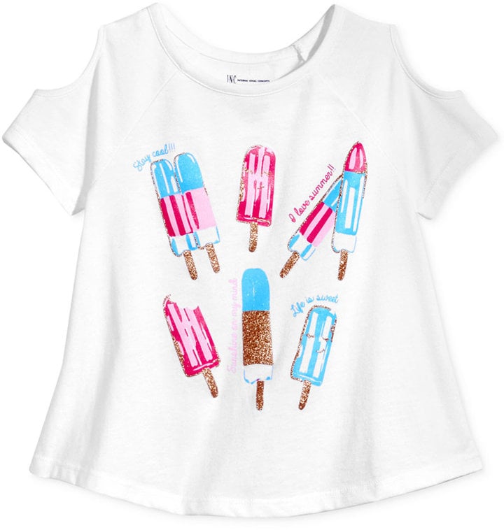 INC International Concepts Popsicle Graphic-Print Cold-Shoulder T-Shirt