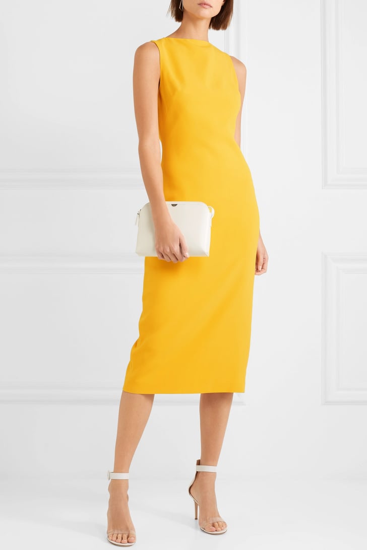 Meghan's Exact Brandon Maxwell Crepe Midi Dress, When We Say Meghan  Markle's Dress Is Brighter Than the Sun, We're Hardly Exaggerating