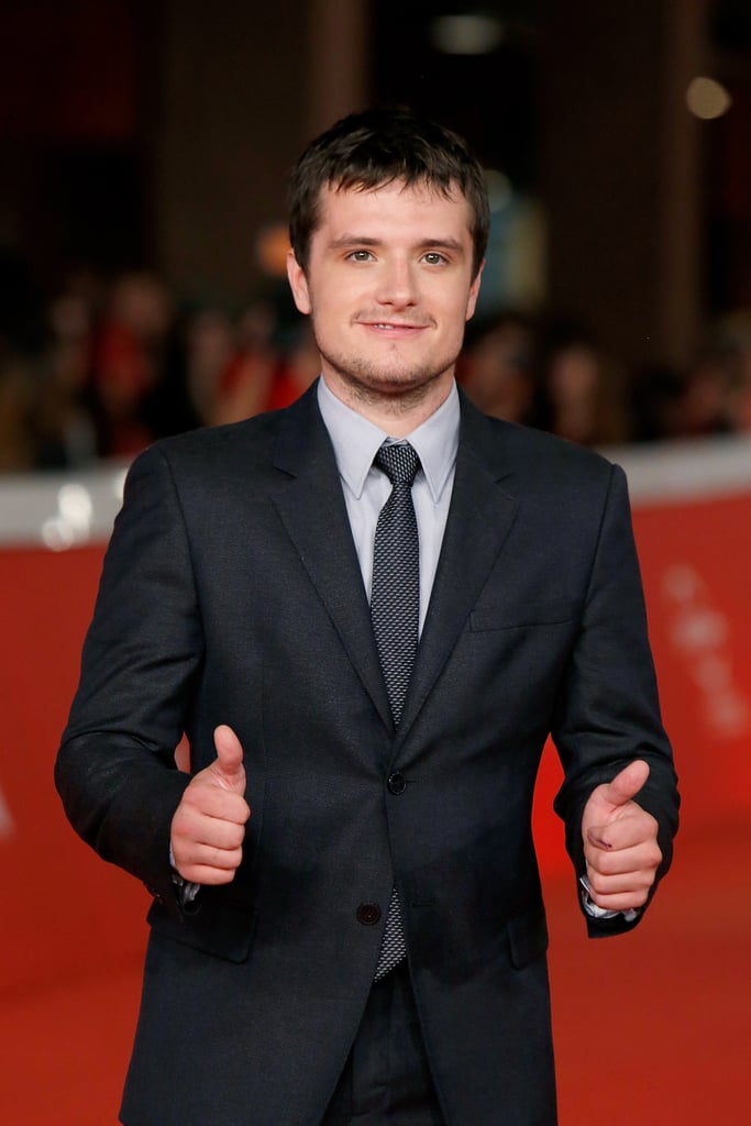 Josh Hutcherson gave a thumbs-up on Sunday night at the Escobar: Paradise Lost premiere in Rome.