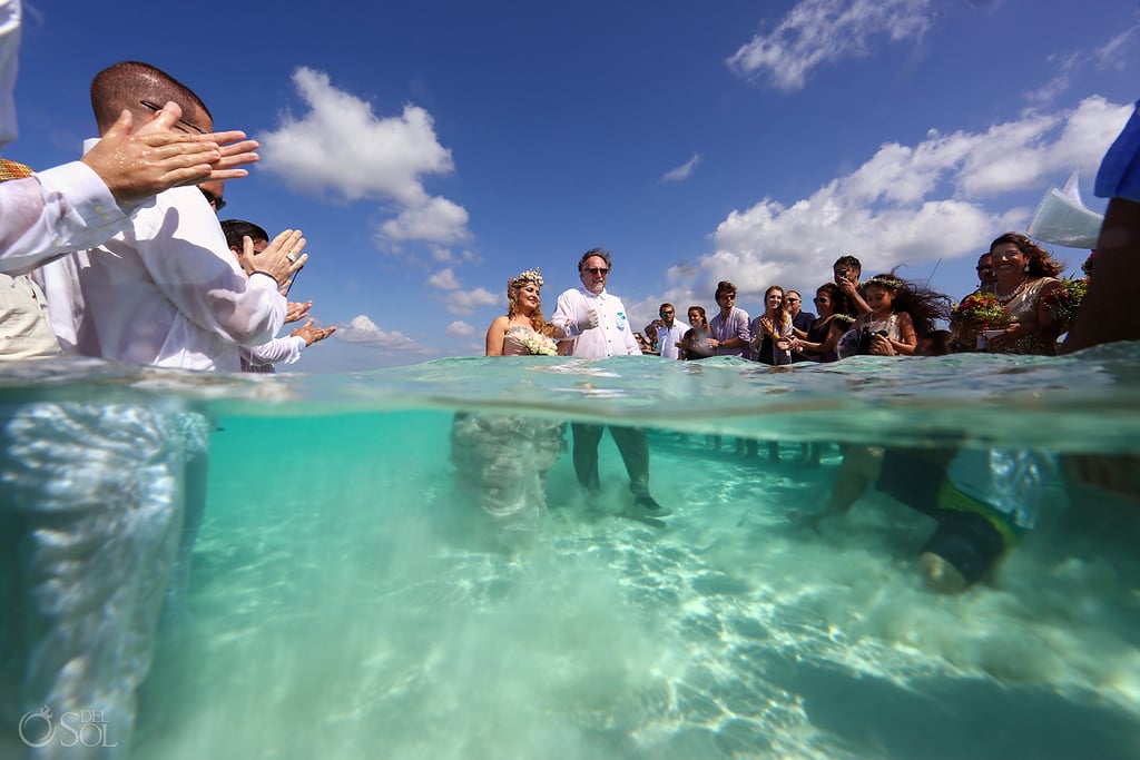 Wedding on a Sandbar in Caribbean Sea