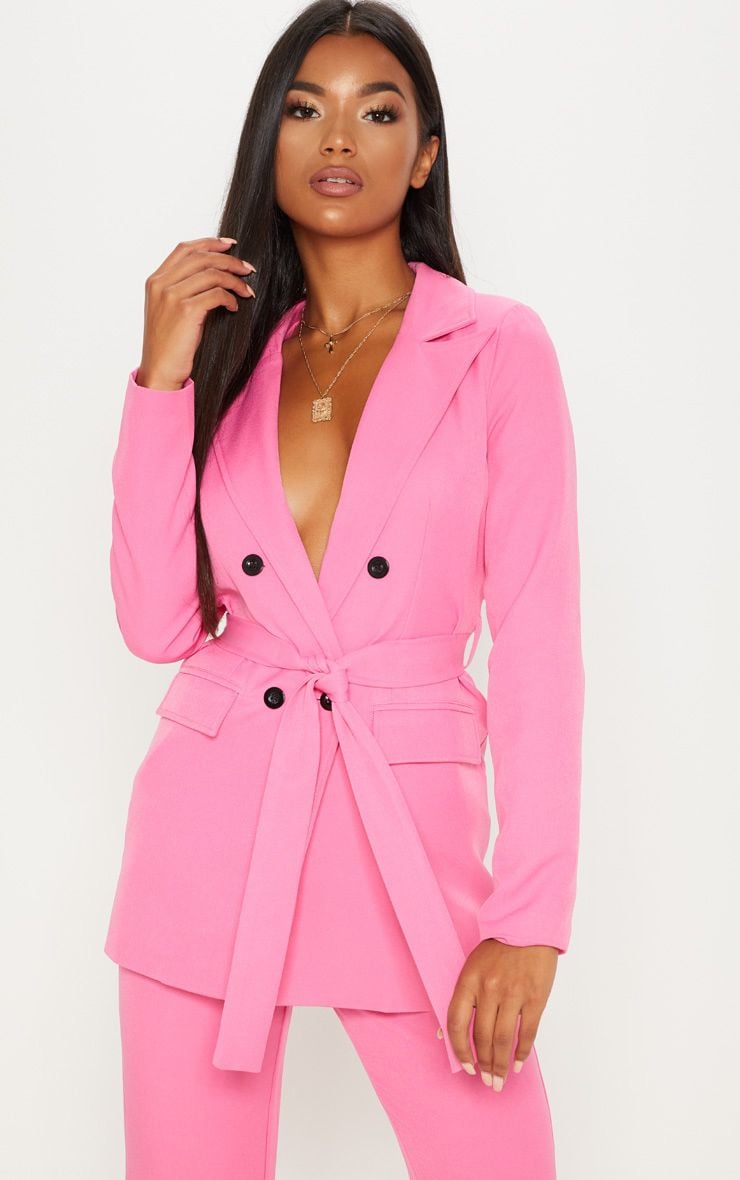 Pretty Little Thing Pink Belted Longline Blazer