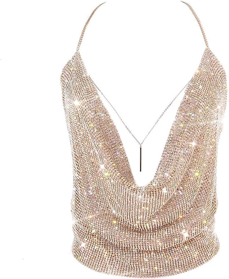 Gold Beaded Halter Top