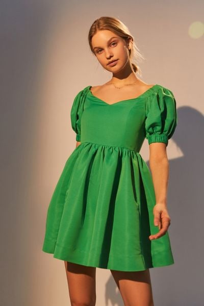 Perseverance London Ottoman Puff Sleeve Mini Dress