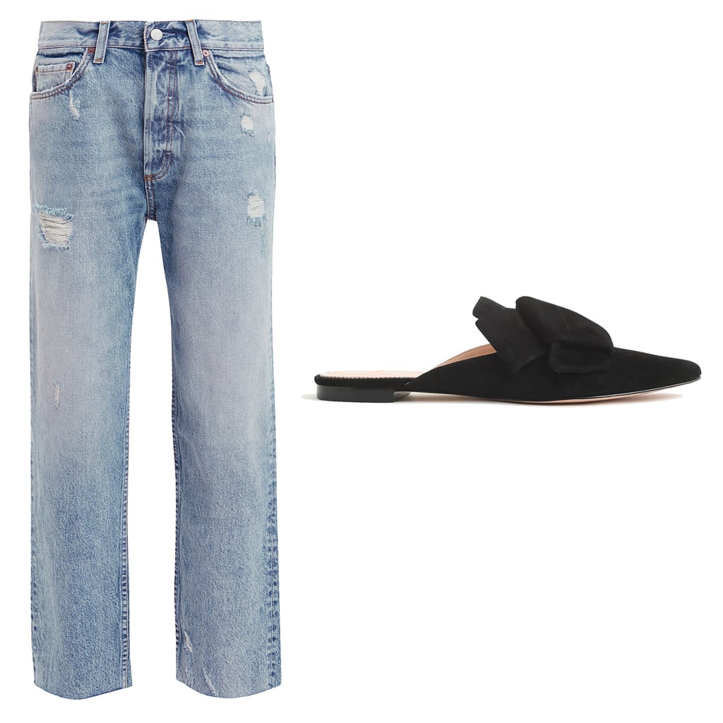 Boyish Jeans The Tommy Distressed Jeans ($168)
J.Crew Pointed-Toe Slides in Suede ($70-$84, originally $138)