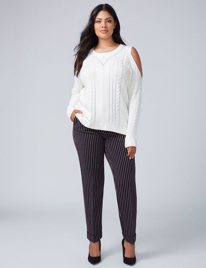 Cold-Shoulder Cable Sweater