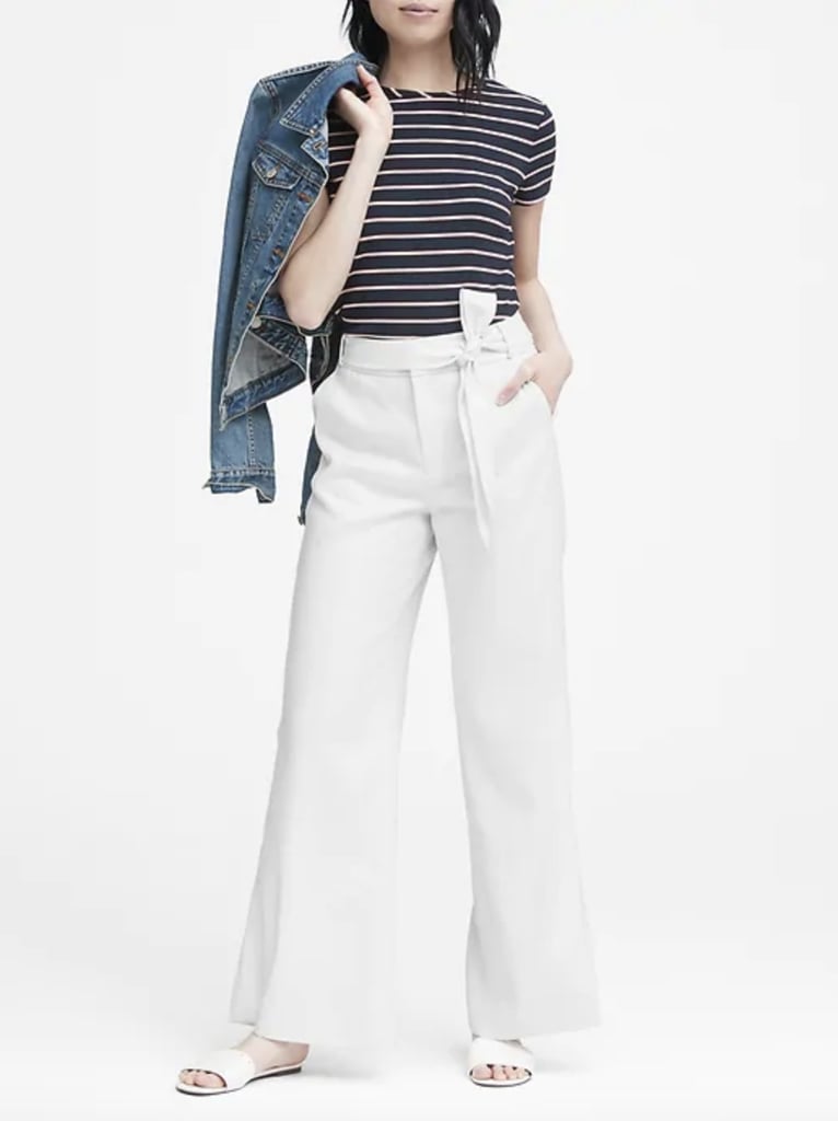 High-Rise Wide-Leg Linen-Cotton Pant