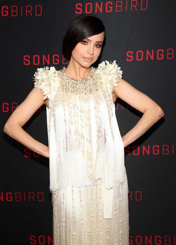 See Sofia Carson's Fringed Prada Dress at Songbird Premiere
