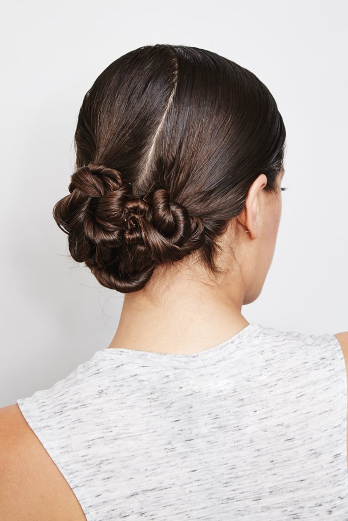 When you just can't be bothered to blow-dry your mane after spin class, pull your wet strands into this twisted low chignon. Though it looks complex, it's actually a breeze to create. Learn how to DIY it here.