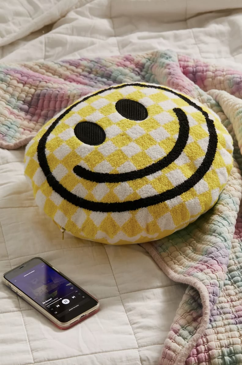 If You Like to Play Music While You Work: Happy Face Throw Pillow Bluetooth Speaker