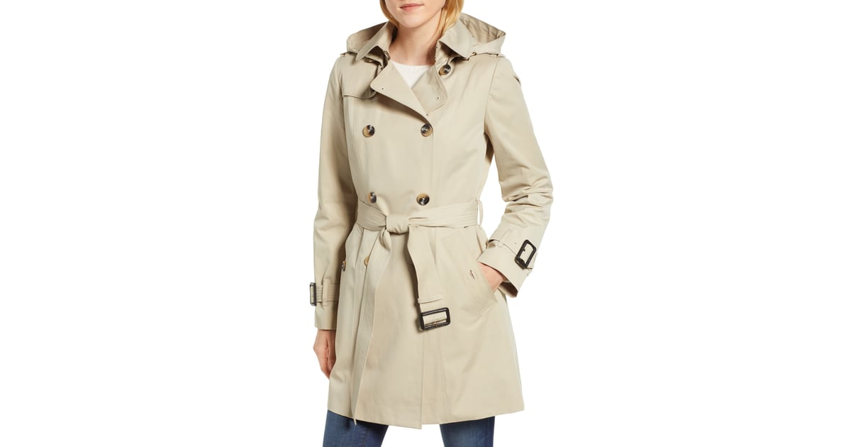 London fog trench coat with cheap detachable hood & liner