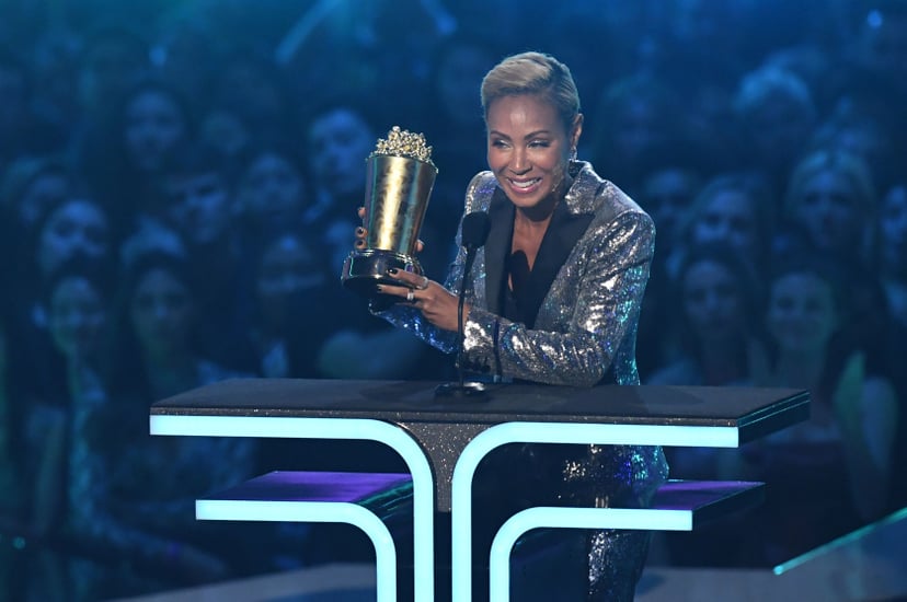 US actress Jada Pinkett Smith accepts the Trailblazer Award onstage during the 2019 MTV Movie & TV Awards at the Barker Hangar in Santa Monica on June 15, 2019. - The 2019 MTV Movie & TV Awards were filmed on June 15 and air on June 17. (Photo by VALERIE 