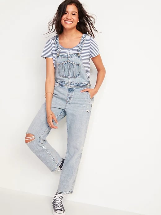 Old Navy Slouchy Straight Ripped Workwear Jean Overalls