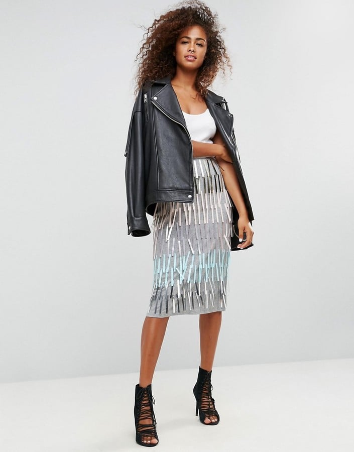 Asos Pencil Skirt with Fringe Embellishment