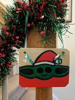 Hand Painted Baby Yoda Christmas Ornament