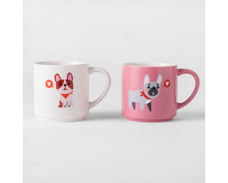 Valentine Dogs Glazed Stoneware Mugs - Set of 2