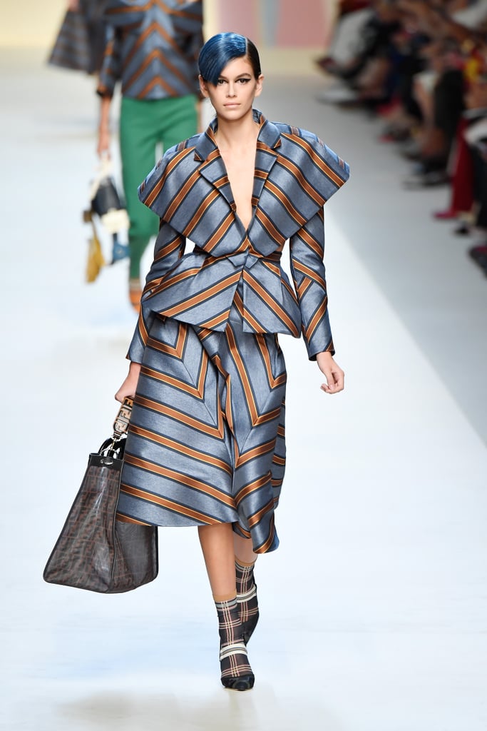 Kaia Opened the Fendi Show in Striped Separates at Milan Fashion Week