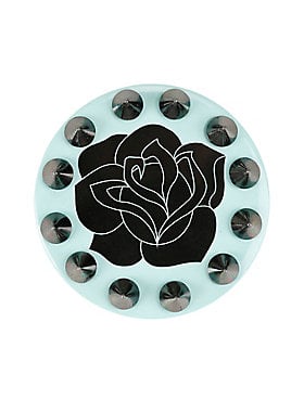 Black Rose Spiked Mint Button Mirror
