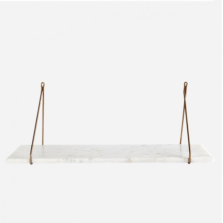 Graham and Green White Marble Shelf With Brass Bracket Graham and Green White Marble Shelf With Brass Bracket