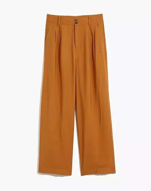 Drapey Pleated Wide-Leg Pants