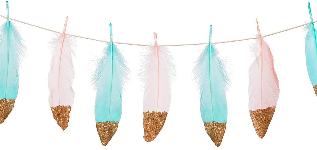 Rose Gold Glitter-Dipped Feather Garland